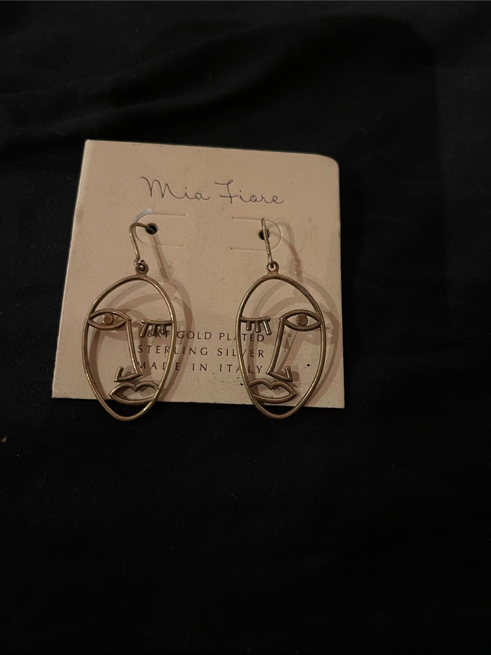 Mia Fiore Gold Plated Abstract Face Drop Earrings